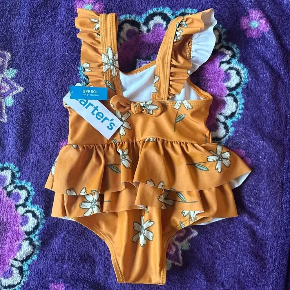 Carter's UPF 50+ Floral Baby Girl One-Piece Swimsuit 12 Months NWT